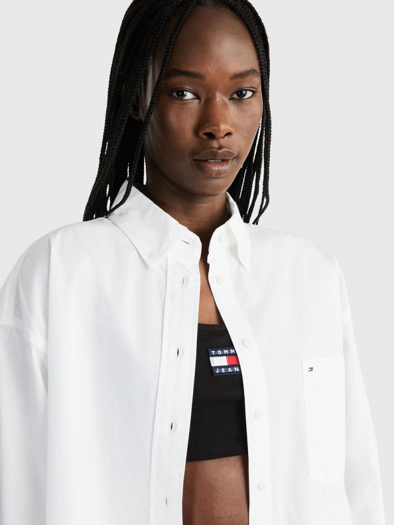 Tommy Hilfiger Oversized Poplin Skjorta Dam Vita | 162-HWYRGO