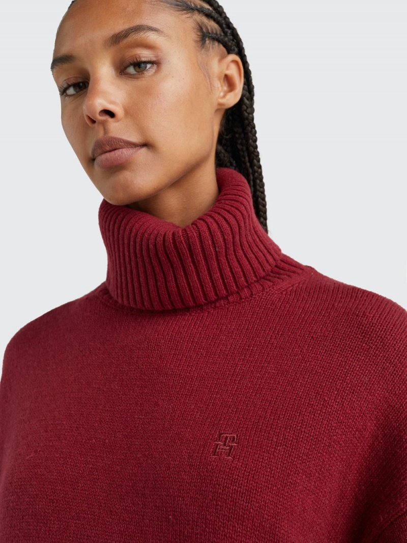 Tommy Hilfiger Oversized Turtleneck Jumpers Dam Röda | 273-YHMDLI