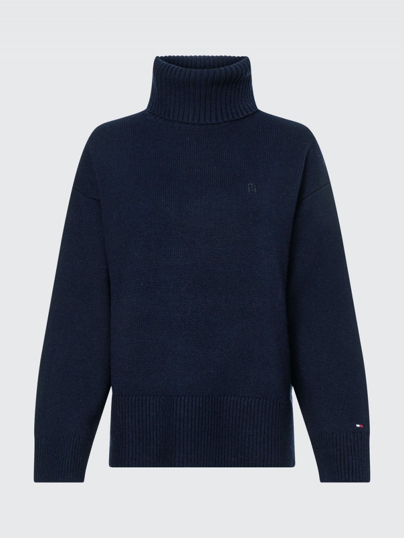 Tommy Hilfiger Oversized Turtleneck Jumpers Dam Marinblå | 468-TQCLYP