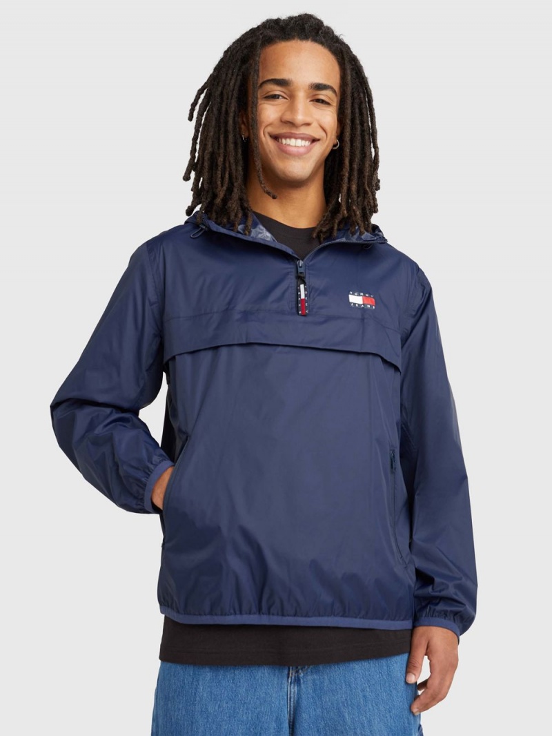 Tommy Hilfiger Packable Popover Chicago Windbreaker Jackor Herr Marinblå | 389-ZGEOSY