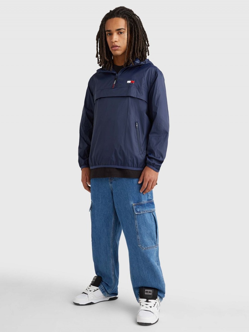 Tommy Hilfiger Packable Popover Chicago Windbreaker Jackor Herr Marinblå | 389-ZGEOSY