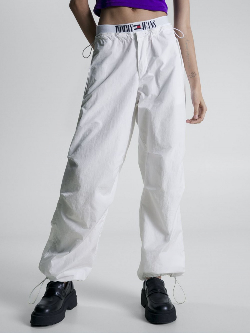 Tommy Hilfiger Parachute Vind-Pant Byxor Dam Vita | 304-GAHYXU