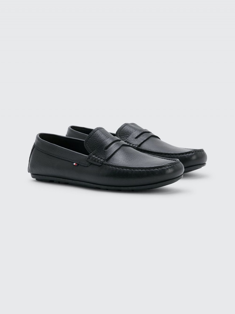 Tommy Hilfiger Pebble Grain Läder Driving Causal Skor Herr Svarta | 157-XTHWPL