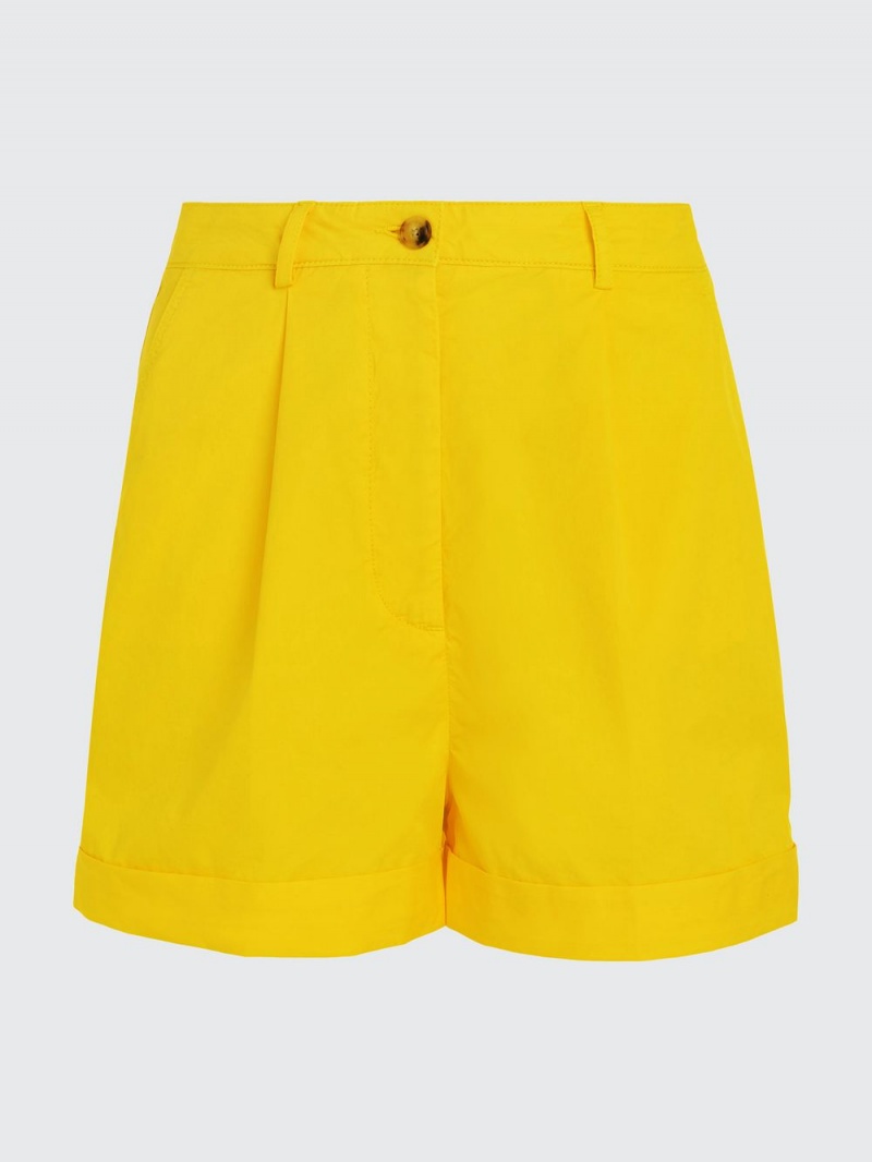 Tommy Hilfiger Plisserad Relaxed Twill Shorts Dam Gula | 807-HUICDP