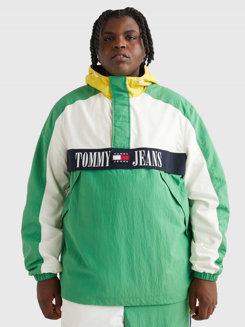 Tommy Hilfiger Plus Archive Oversized Popover Chicago Windbreaker Jackor Herr Gröna Vita | 756-OURDTM