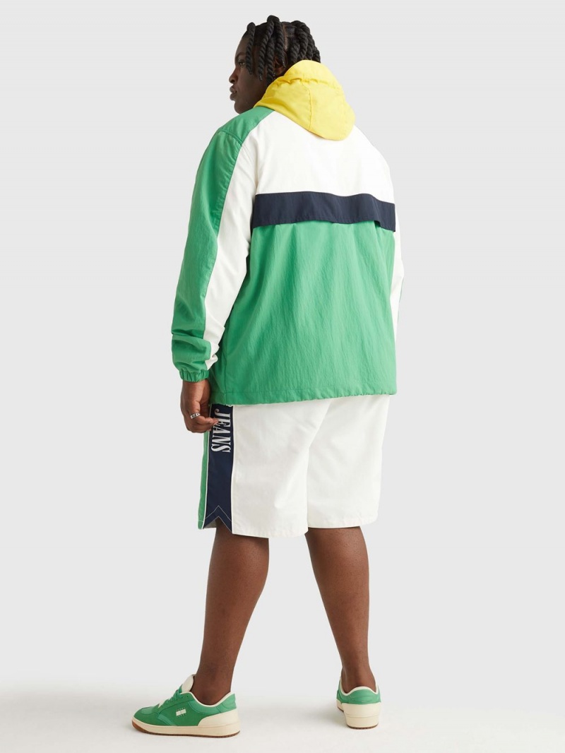 Tommy Hilfiger Plus Archive Oversized Popover Chicago Windbreaker Jackor Herr Gröna Vita | 756-OURDTM