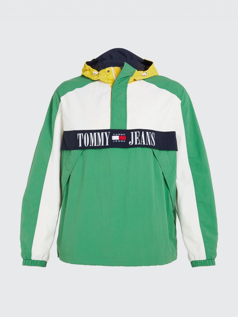 Tommy Hilfiger Plus Archive Oversized Popover Chicago Windbreaker Jackor Herr Gröna Vita | 756-OURDTM