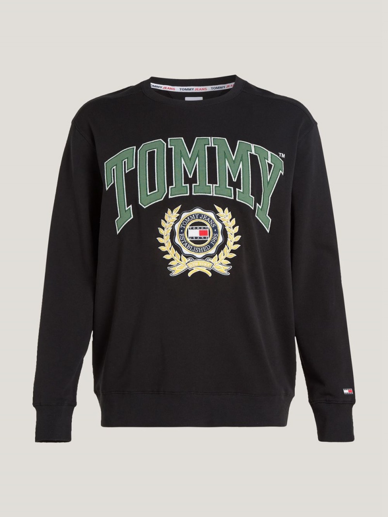 Tommy Hilfiger Plus College Boxy Fit Logo Tröjor Herr Svarta | 180-PAIHRX