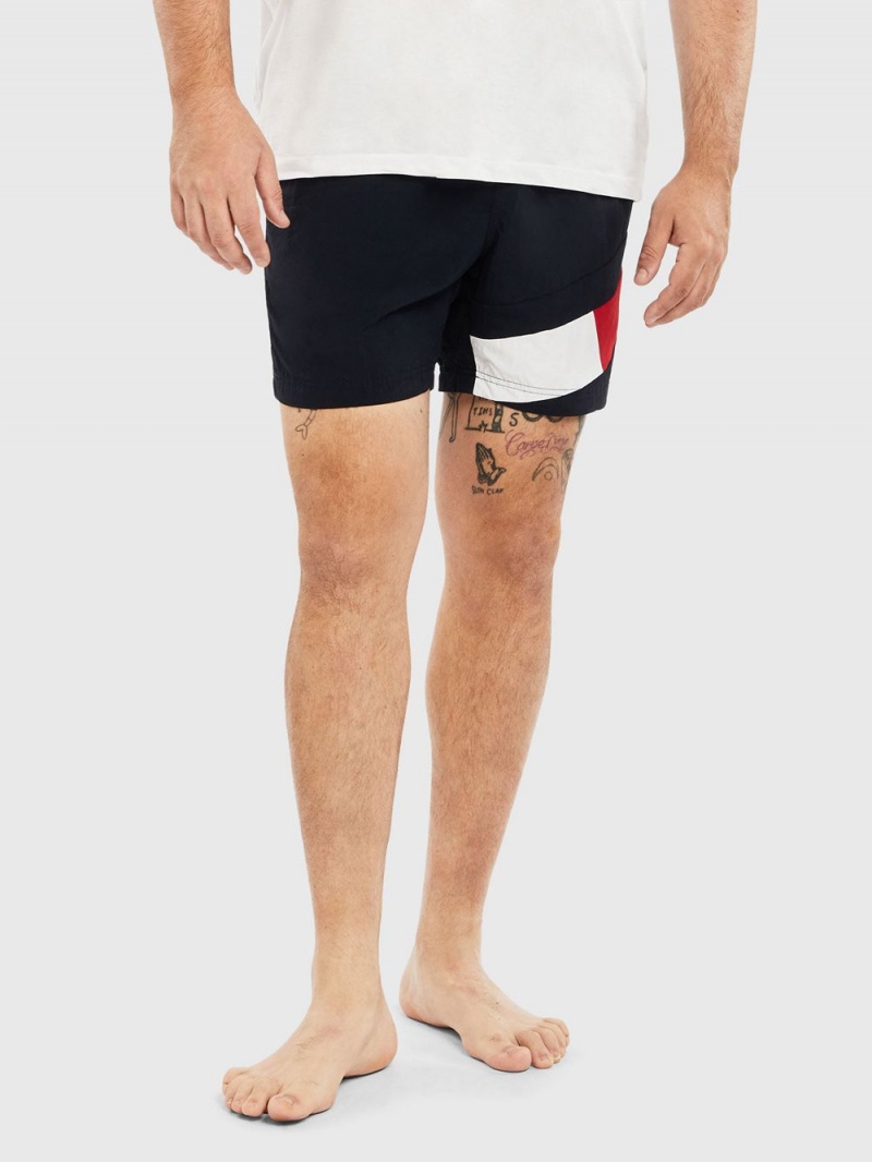 Tommy Hilfiger Plus Flag Mid Length Badshorts Herr Marinblå | 932-TJICHS