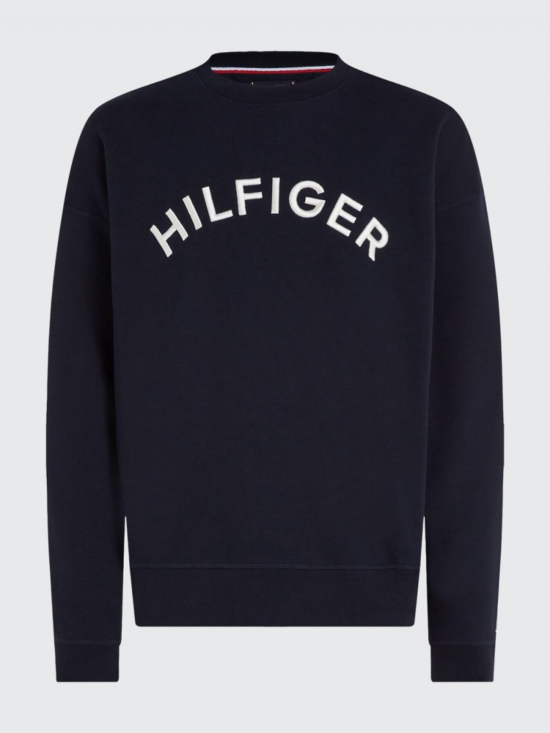 Tommy Hilfiger Plus Logo Embroidery Archive Fit Tröjor Herr Marinblå | 793-JPESCQ