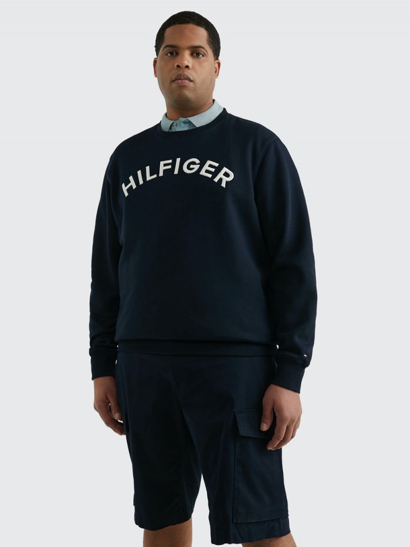 Tommy Hilfiger Plus Logo Embroidery Archive Fit Tröjor Herr Marinblå | 793-JPESCQ