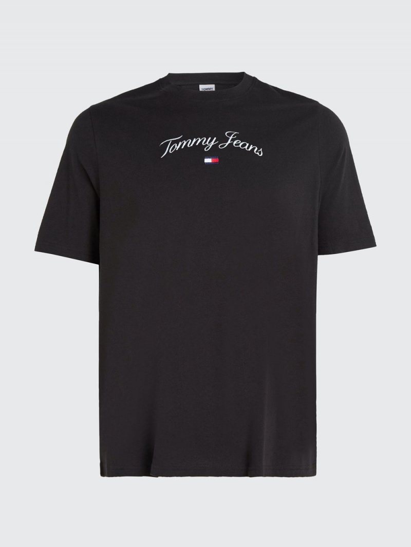 Tommy Hilfiger Plus Logo Relaxed Fit T-shirt Herr Svarta | 245-DLRWYJ