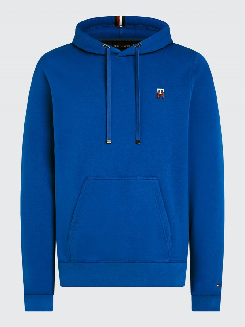 Tommy Hilfiger Plus Monogram Embroidery Hoodie Herr Blå | 963-XCUZTA