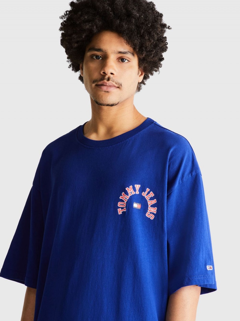 Tommy Hilfiger Plus Skate College T-shirt Herr Blå | 394-EZSGKV