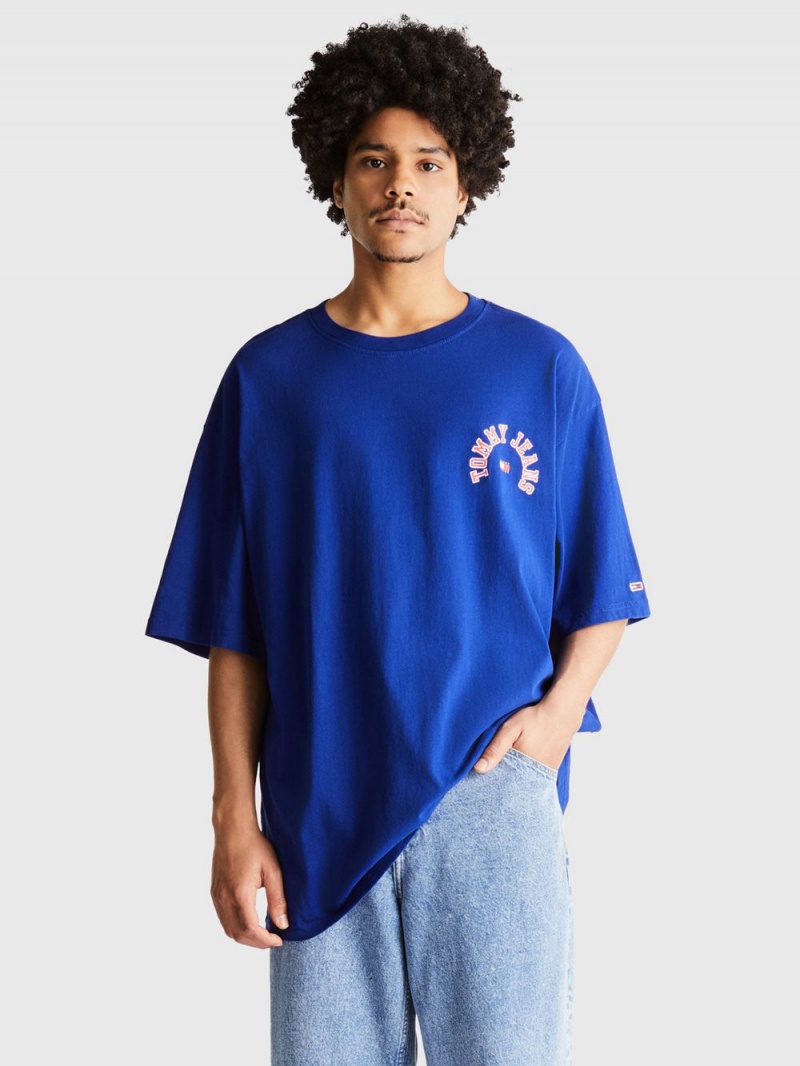 Tommy Hilfiger Plus Skate College T-shirt Herr Blå | 394-EZSGKV