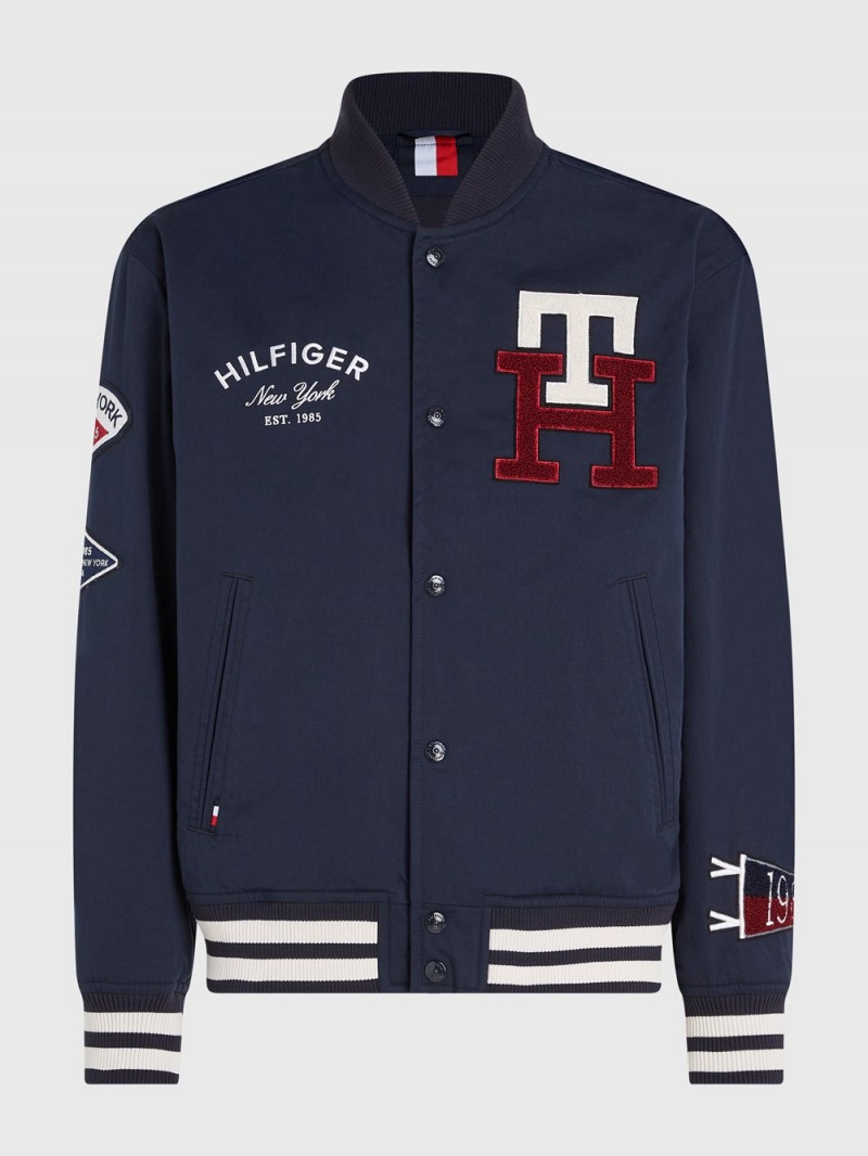 Tommy Hilfiger Plus Varsity Monogram Jackor Herr Marinblå | 924-XLTGSE