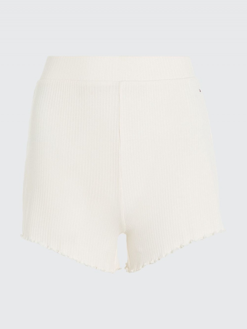 Tommy Hilfiger Pointelle Räfflad Shorts Dam Vita | 457-STXGVW