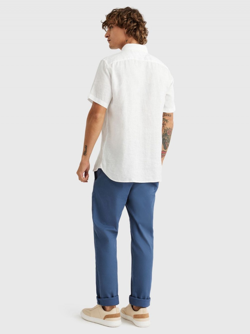 Tommy Hilfiger Premium Linen S/S Skjorta Herr Vita | 268-TEWIQB