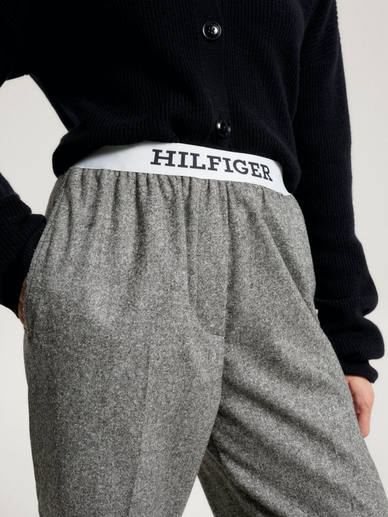 Tommy Hilfiger Pull-On Logo Waistband Byxor Dam Grå | 708-OXUDRJ