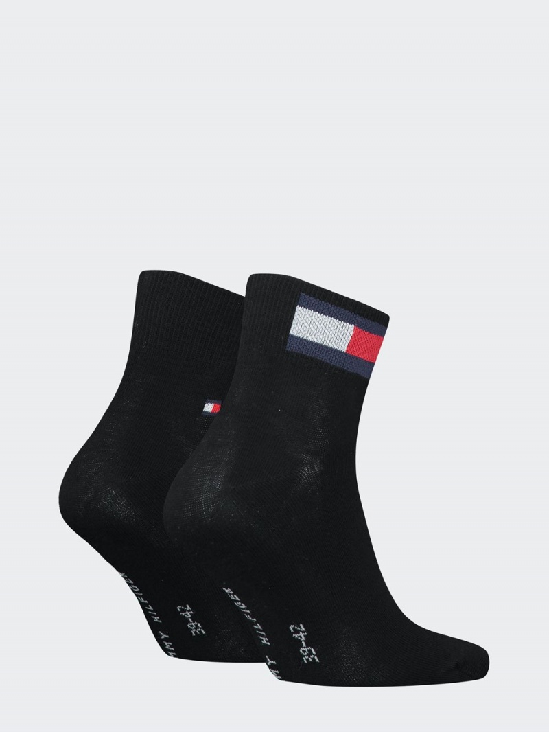 Tommy Hilfiger Quarter Flag 2-Pack Strumpor Herr Svarta | 387-MCAGOV