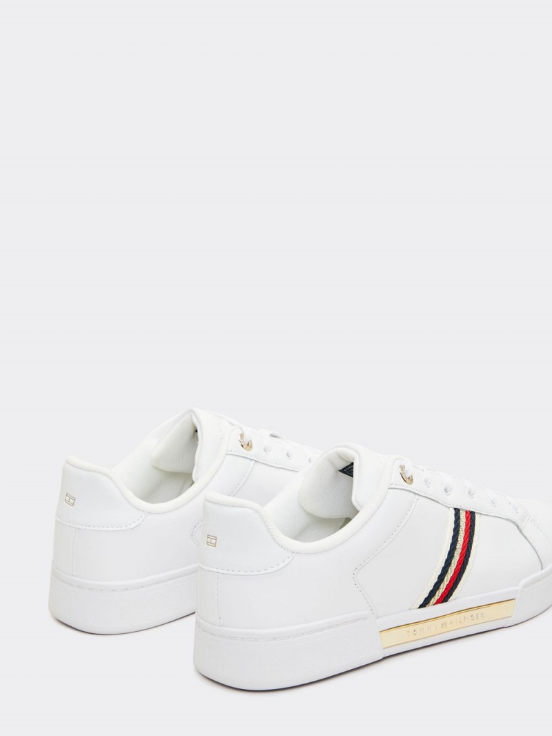 Tommy Hilfiger Randig Sneakers Dam Vita | 814-WDCUHQ