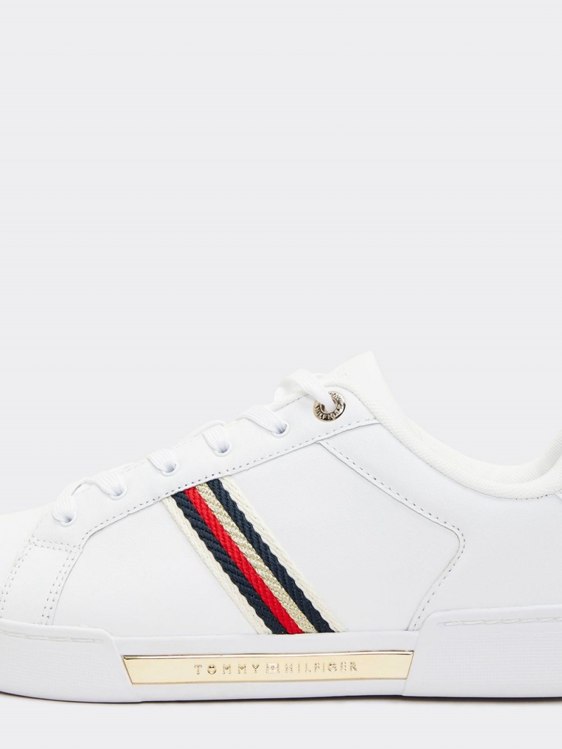 Tommy Hilfiger Randig Sneakers Dam Vita | 814-WDCUHQ