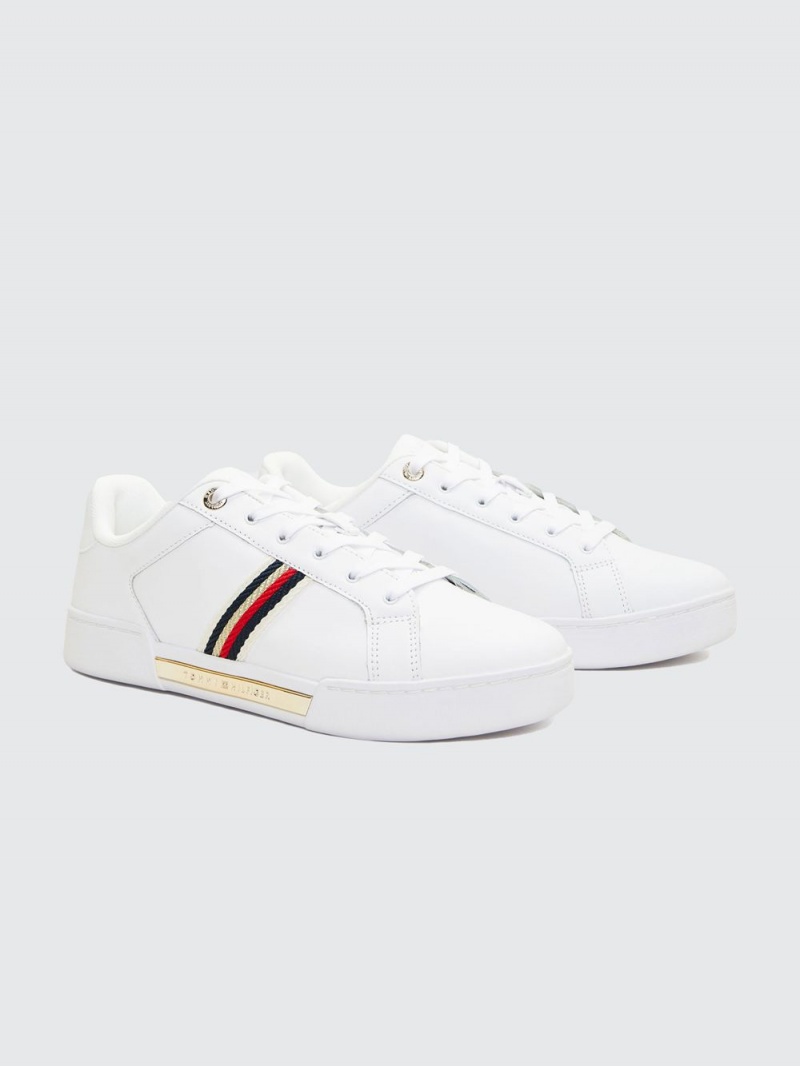 Tommy Hilfiger Randig Sneakers Dam Vita | 814-WDCUHQ