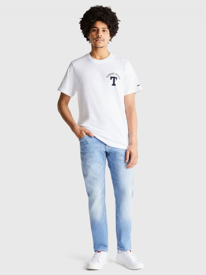 Tommy Hilfiger Regular Curved Letterman T-shirt Herr Vita | 045-XGRVOZ