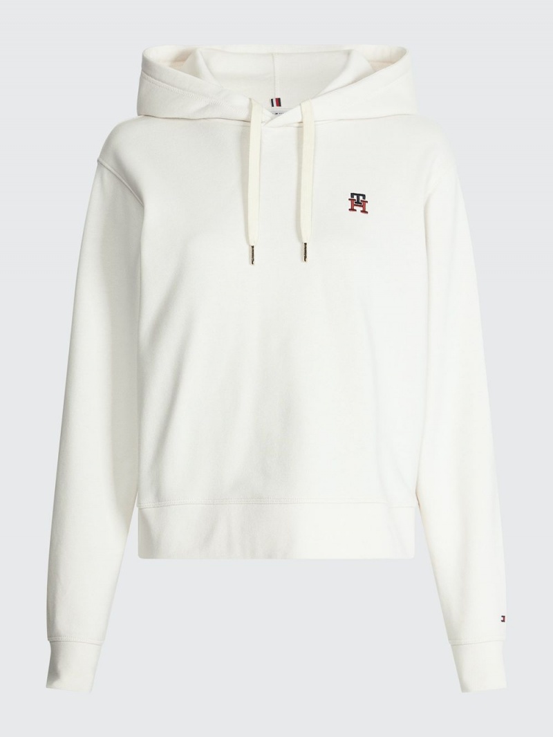 Tommy Hilfiger Regular Fit Terry Monogram Hoodie Dam Vita | 586-AQEUJB