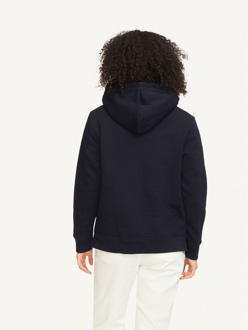 Tommy Hilfiger Regular Hoodie Dam Marinblå | 025-PBAHML