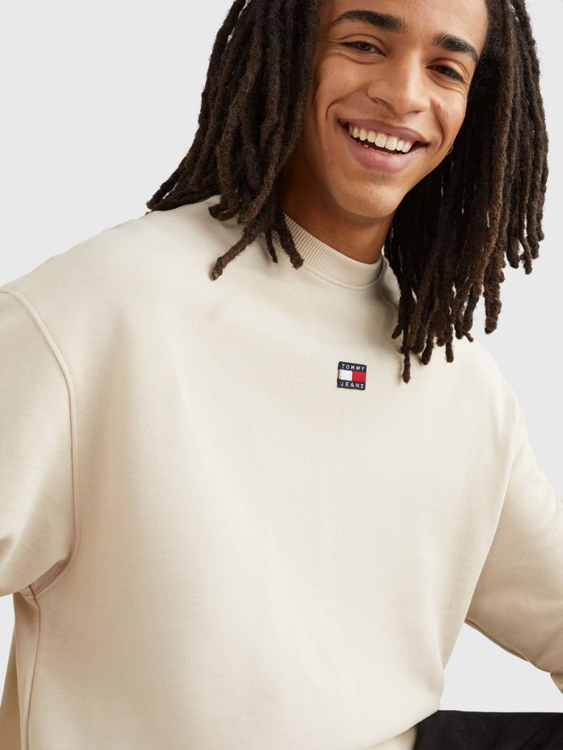 Tommy Hilfiger Relaxed Fit Badge Tröjor Herr Beige | 325-DYEHLA