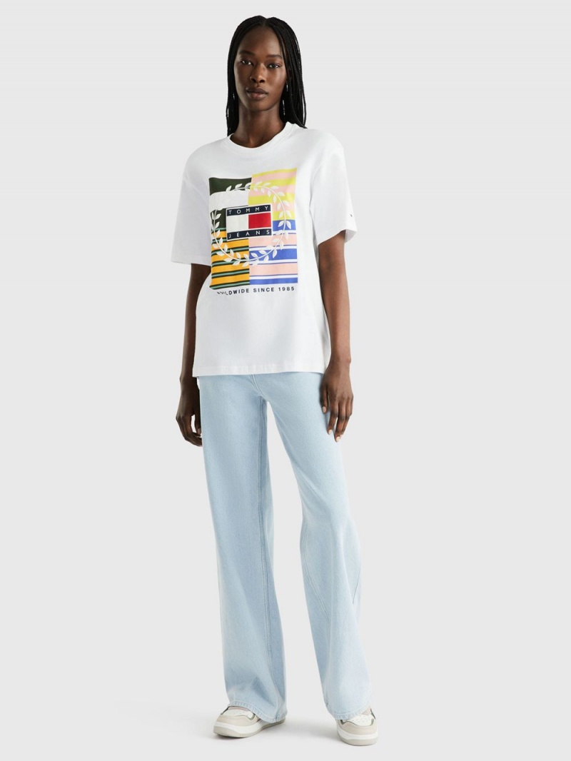 Tommy Hilfiger Relaxed Jeans Luxe T-shirt Dam Vita | 316-EBVILU