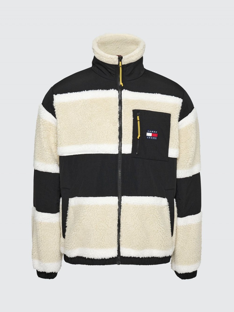 Tommy Hilfiger Relaxed Stripe Sherpa Jackor Herr Svarta | 942-ZIREPJ