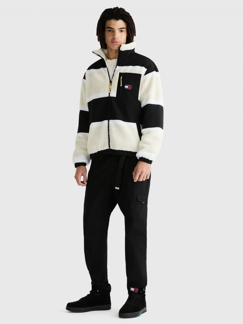 Tommy Hilfiger Relaxed Stripe Sherpa Jackor Herr Svarta | 942-ZIREPJ