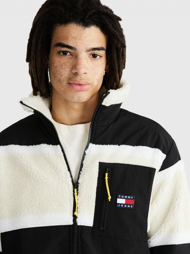 Tommy Hilfiger Relaxed Stripe Sherpa Jackor Herr Svarta | 942-ZIREPJ