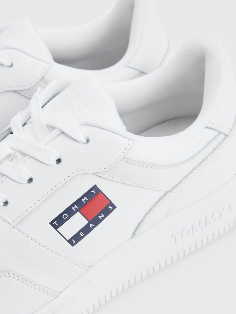 Tommy Hilfiger Retro Läder Basket Sneakers Herr Vita | 046-BYIXDE