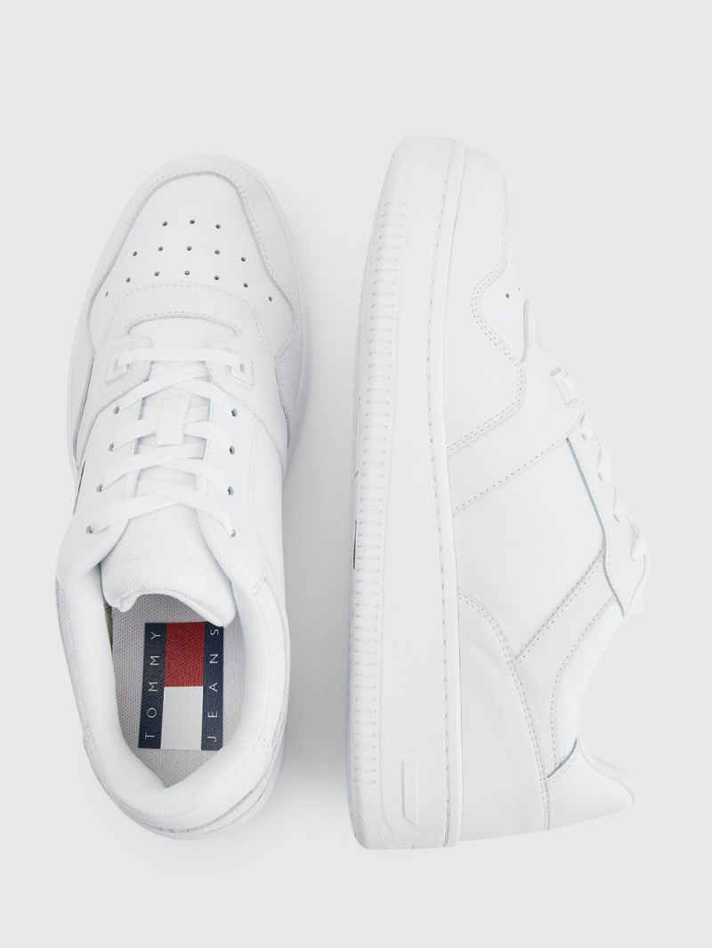 Tommy Hilfiger Retro Läder Basket Sneakers Herr Vita | 046-BYIXDE