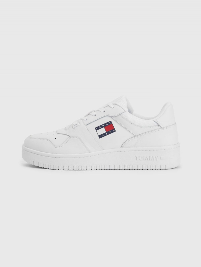 Tommy Hilfiger Retro Läder Basket Sneakers Herr Vita | 046-BYIXDE