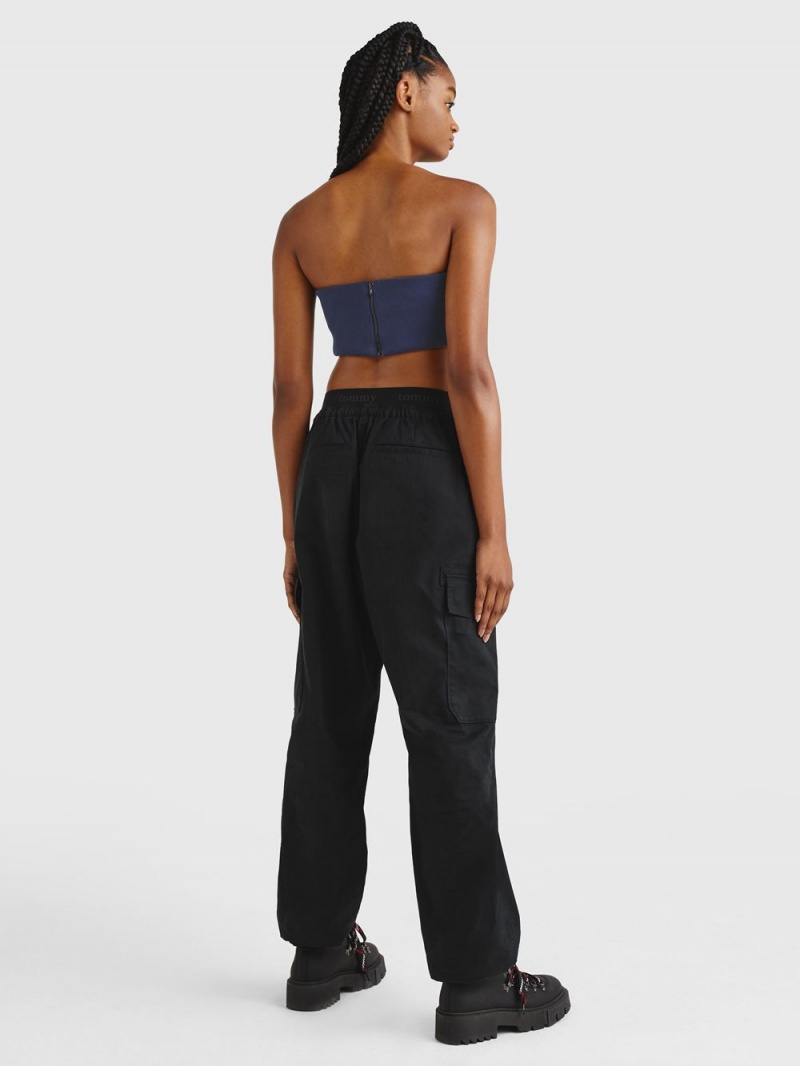 Tommy Hilfiger Räfflad Bandeau Crop Blast Dam Marinblå | 509-RTCBZA