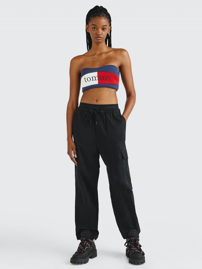 Tommy Hilfiger Räfflad Bandeau Crop Blast Dam Marinblå | 509-RTCBZA