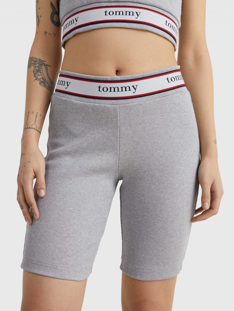 Tommy Hilfiger Räfflad Logo Waistband Cycle Shorts Dam Grå | 216-YOTVDM