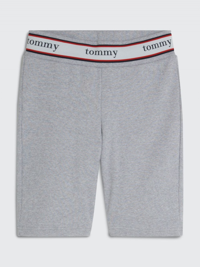 Tommy Hilfiger Räfflad Logo Waistband Cycle Shorts Dam Grå | 216-YOTVDM