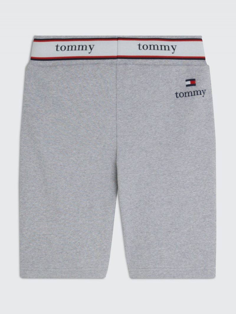 Tommy Hilfiger Räfflad Logo Waistband Cycle Shorts Dam Grå | 216-YOTVDM