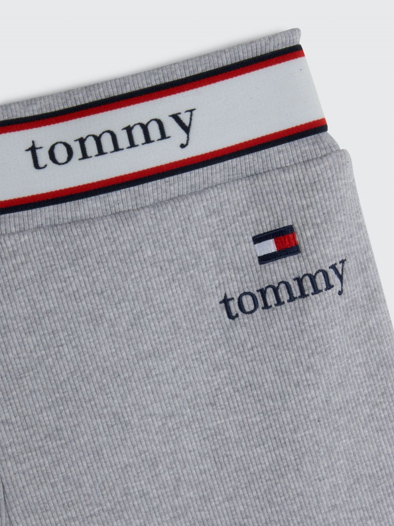 Tommy Hilfiger Räfflad Logo Waistband Cycle Shorts Dam Grå | 216-YOTVDM