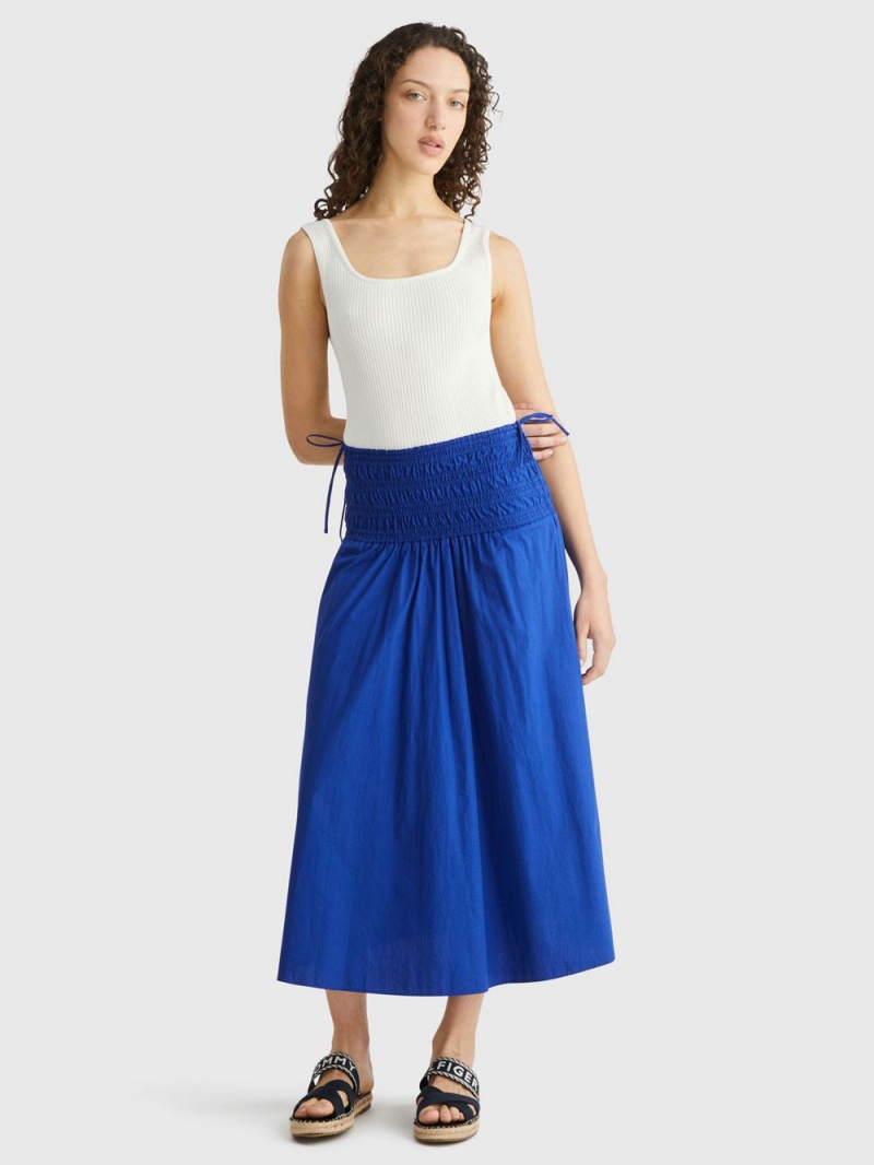 Tommy Hilfiger Ruched Elastic Maxi Kjolar Dam Blå | 375-WAHXMN