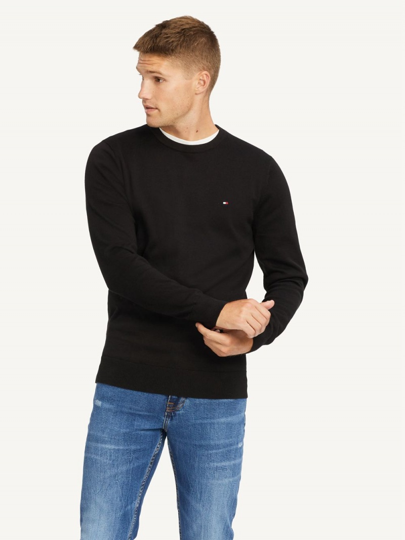 Tommy Hilfiger Signature Crew Neck Tröjor Herr Svarta | 273-PGNVQB