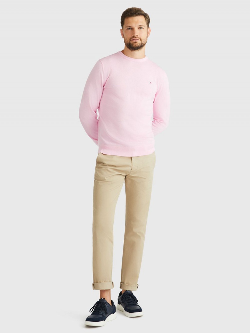 Tommy Hilfiger Signature Crew Neck Tröjor Herr Rosa | 192-YDQBGC