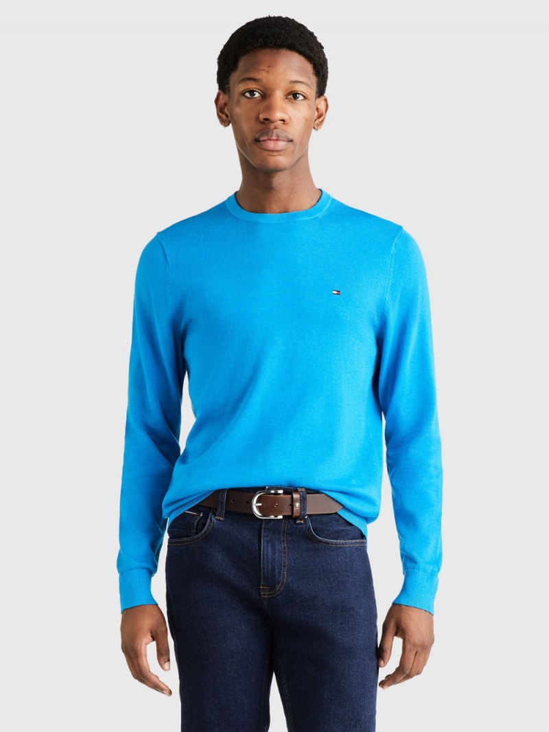 Tommy Hilfiger Signature Crew Neck Tröjor Herr Blå | 807-CZSJNT