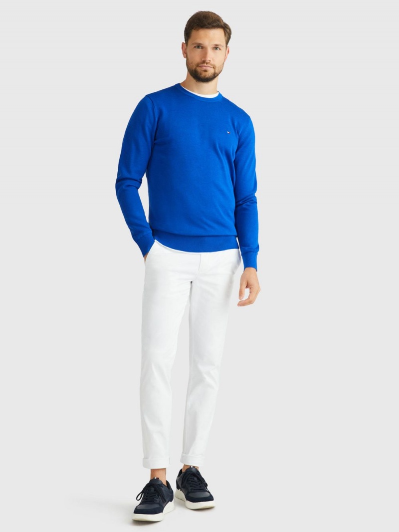 Tommy Hilfiger Signature Crew Neck Tröjor Herr Blå | 381-SQHOUL