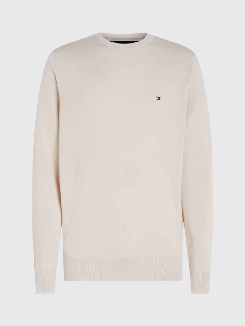 Tommy Hilfiger Signature Crew Neck Tröjor Herr Beige | 836-GJNZIV